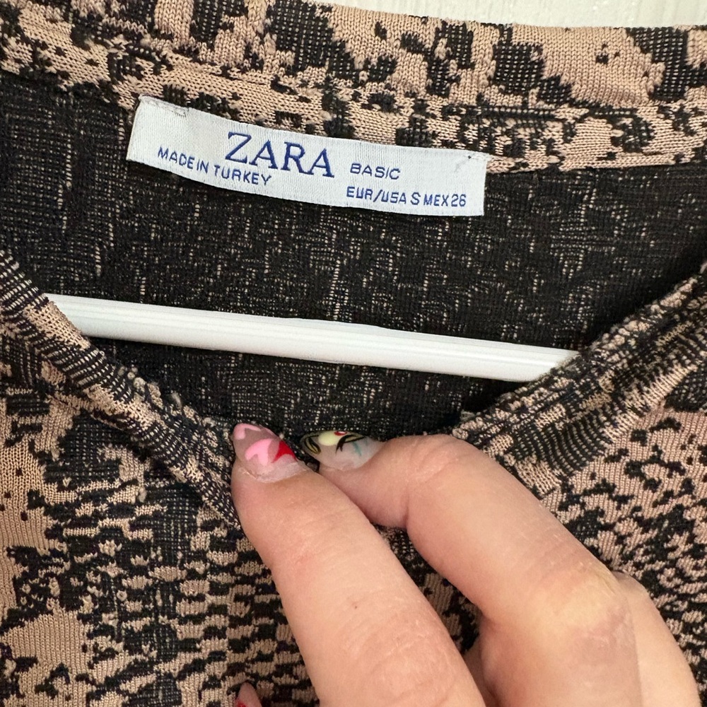 Zara Basic Neutral Python Snake Print Long Sleeve… - image 2